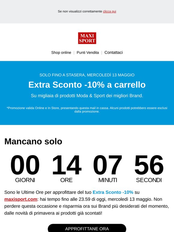 ⏳ ULTIME ORE: il tuo Extra Sconto termina stasera!