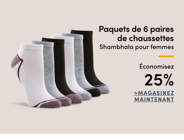 Paquets de 6 paires de chaussettes Shambhala pour femmes économisez 25%