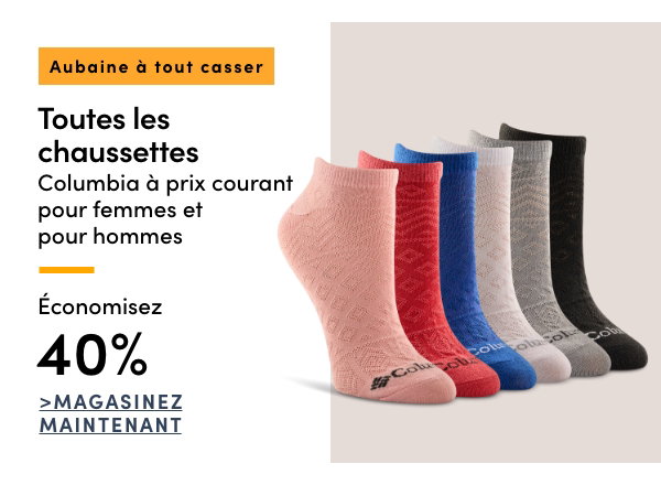 Aubaine à Tout Casser Toutes les chaussettes Columbia à prix courant pour femmes et pour hommes économisez 40%