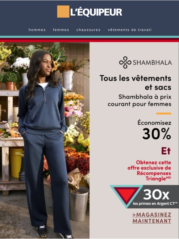 Économisez 30 % sur les vêtements et les sacs Shambhala 👗