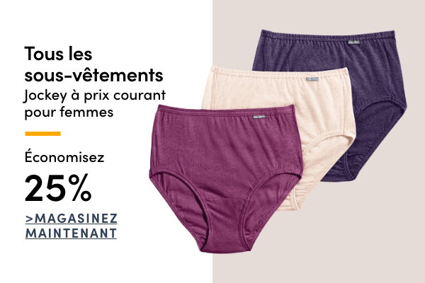 Tous les sous-vêtements Jockey à prix courant pour femmes économisez 25%