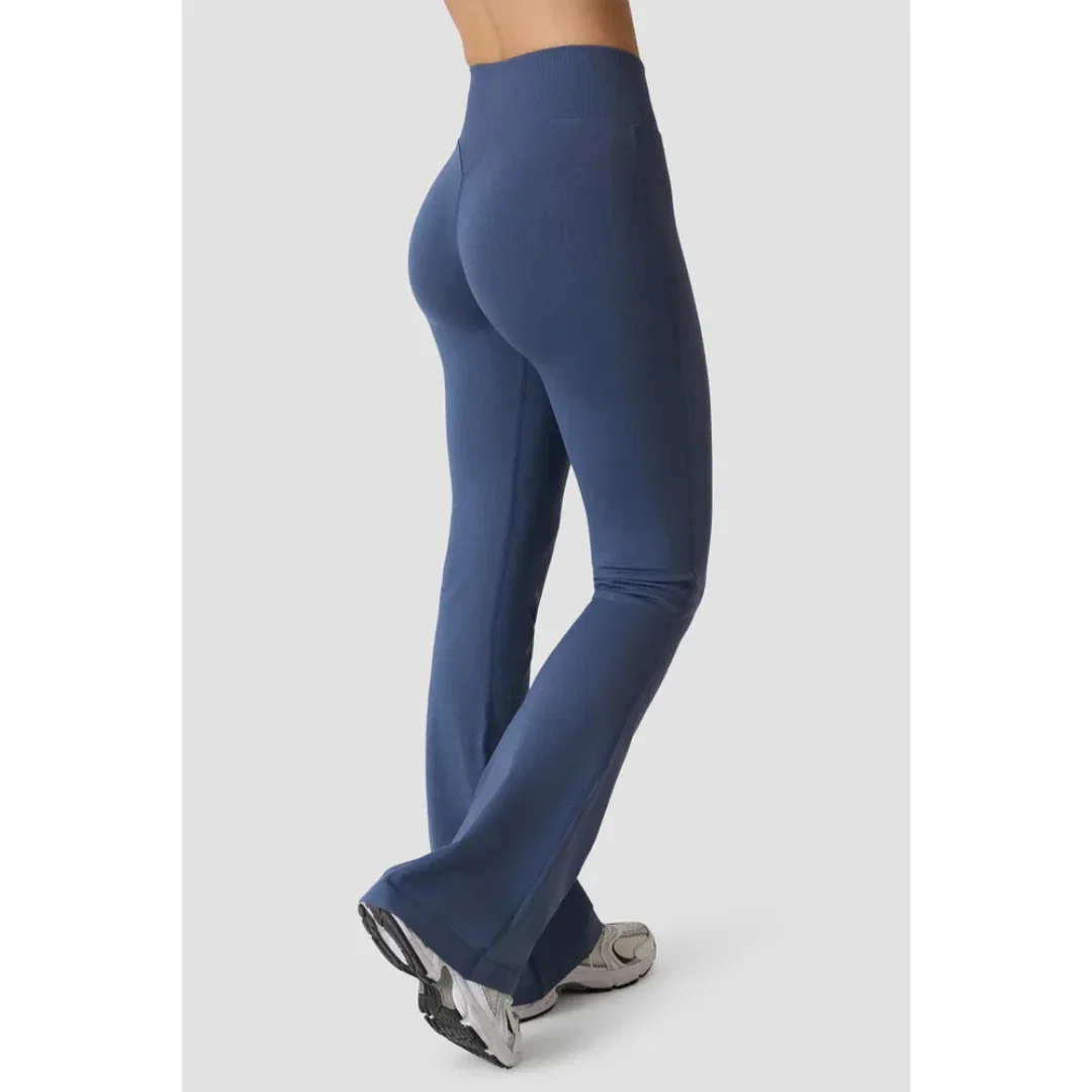 Image of ICIW Smooth Seamless Flared Tights Dusty Twilight Blue