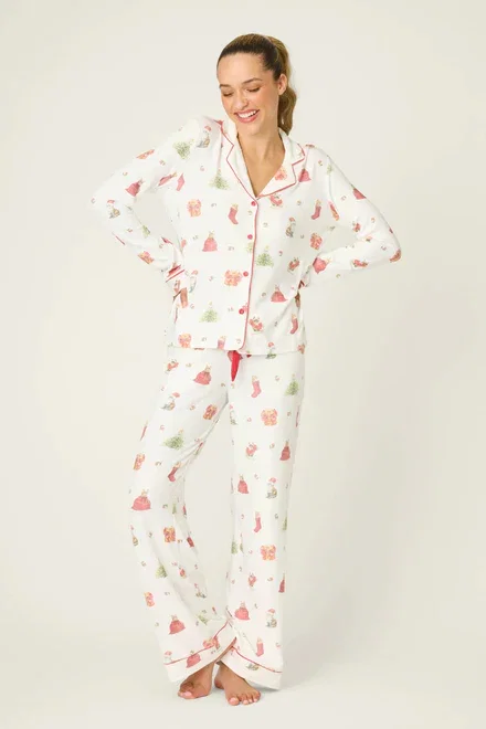 PJ Salvage Feline Festive Cat Print Christmas PJ Set