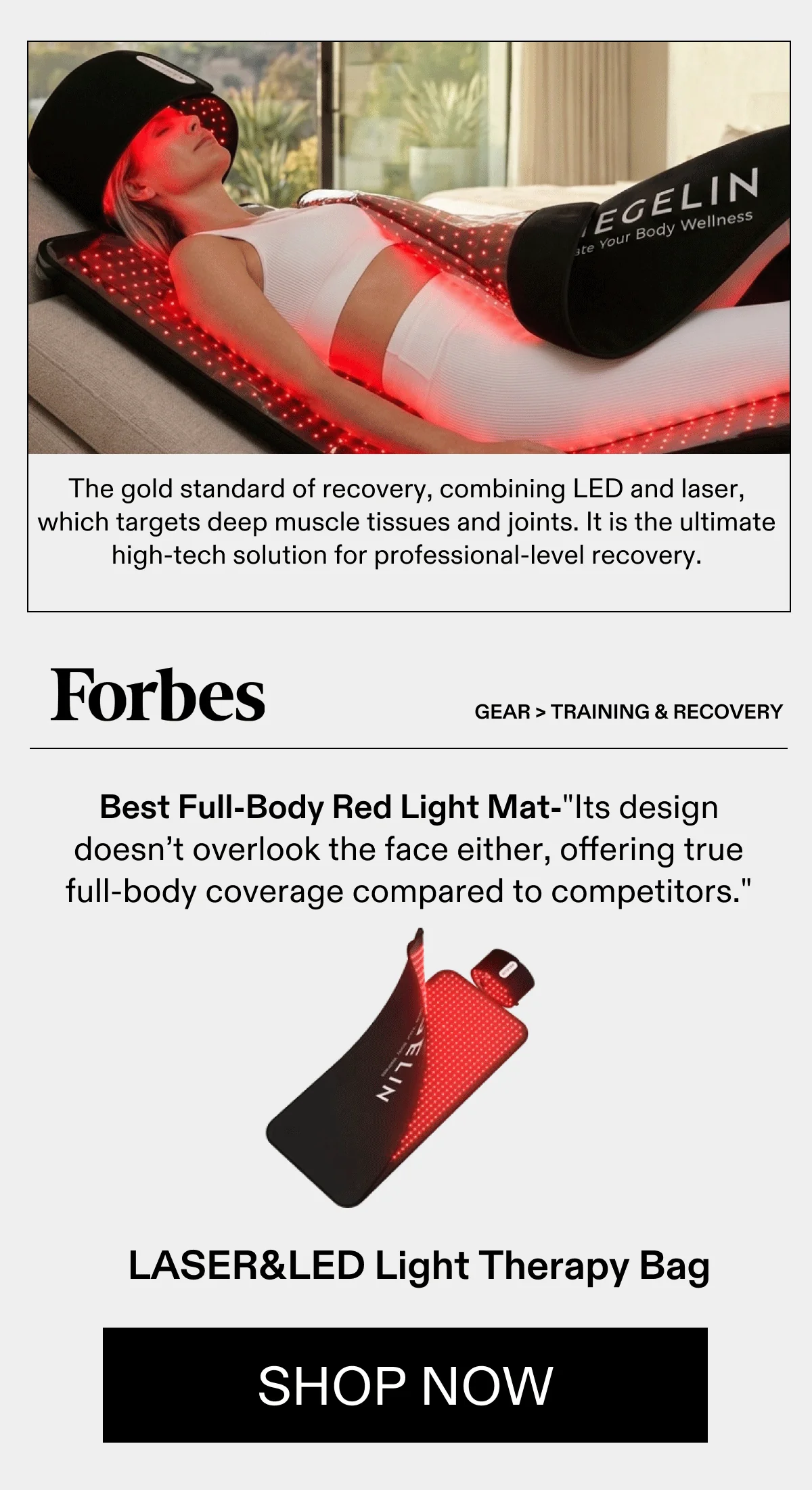 Laser&LED Light Therapy Bag - Recommended by Forbes, as the "Best Full-Body Red Light Mat".