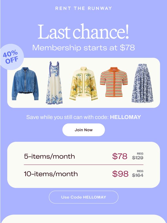 Last call for 40% off