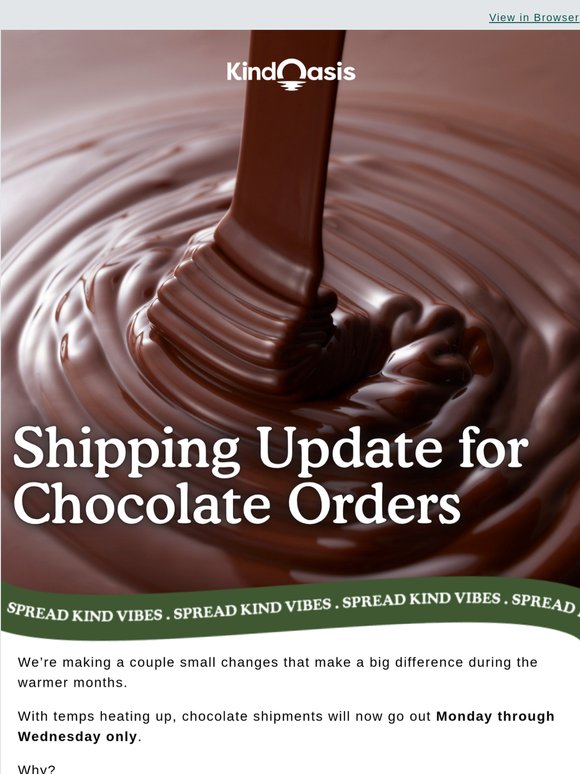 Quick Shipping Update (Chocolate Orders)