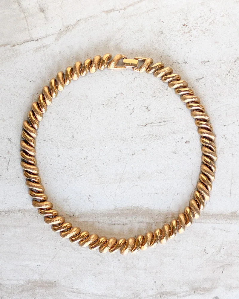 Image of Vintage Signed Chain Textured necklace