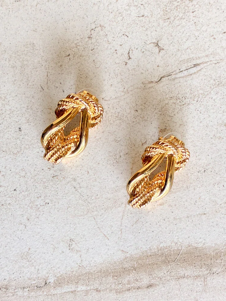 Image of Vintage Gold Plate Twisted Knot Earrings