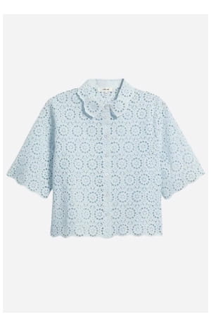 The Petal Eyelet Top In Ice Blue