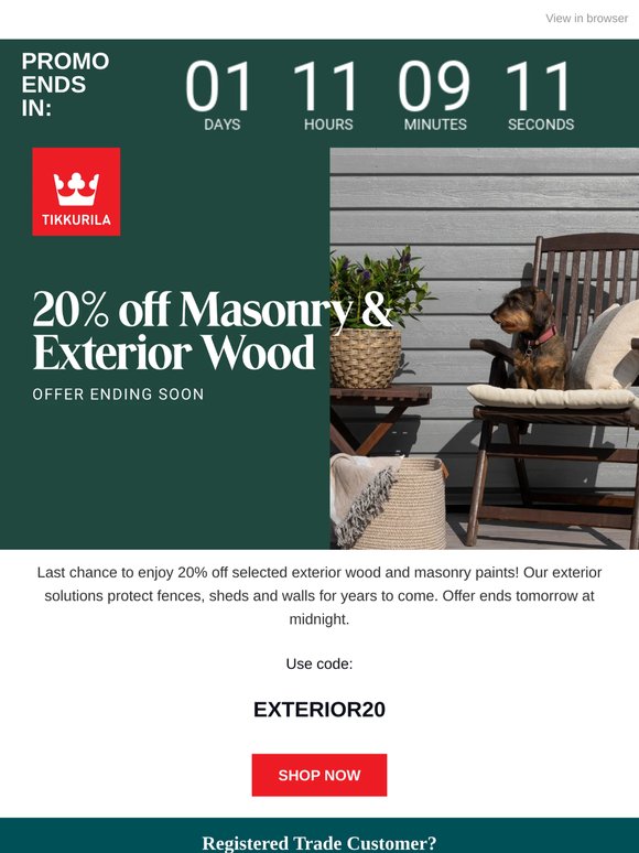 ⌛ 20% off Exteriors Ends Soon