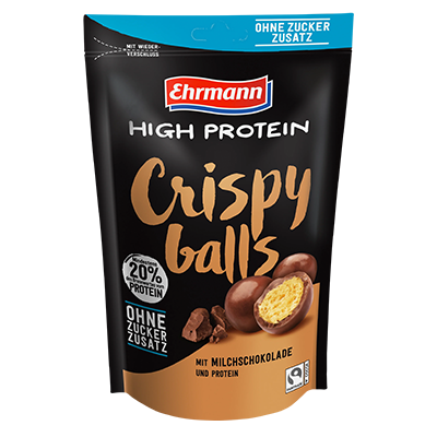 Ehrmann High Protein Crispy Balls ohne Zuckerzusatz, Milchschokolade, 55g