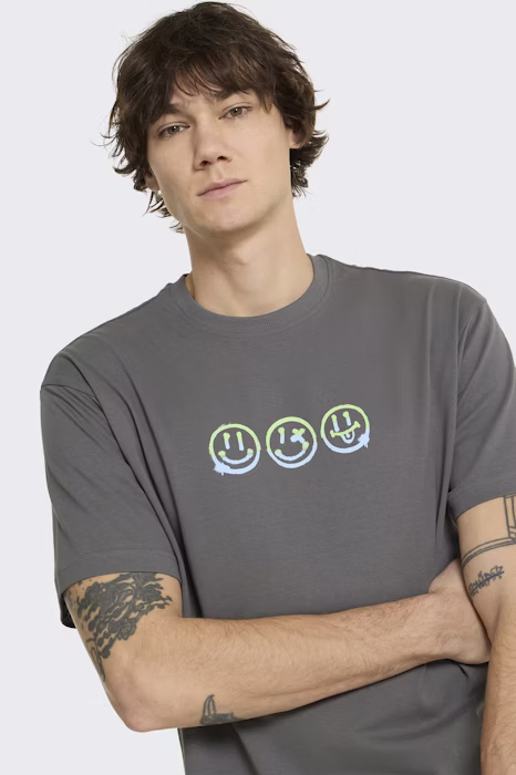 Camiseta casual polinesia camiseta smiley hombre