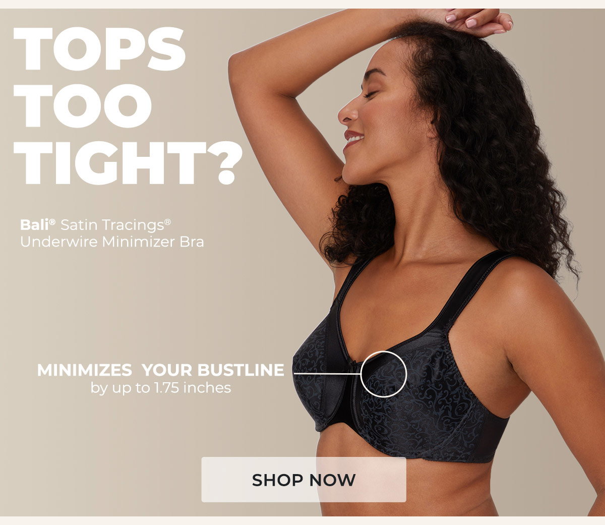 Bali Satin Tracings Underwire Minimizer Bra
