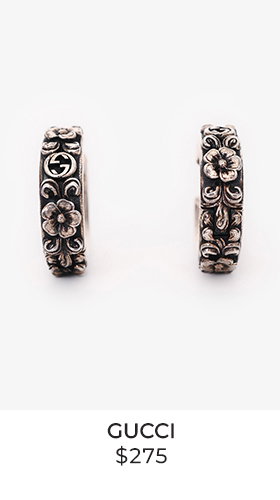 Gucci Sterling Silver Floral Small Hoop Earrings
