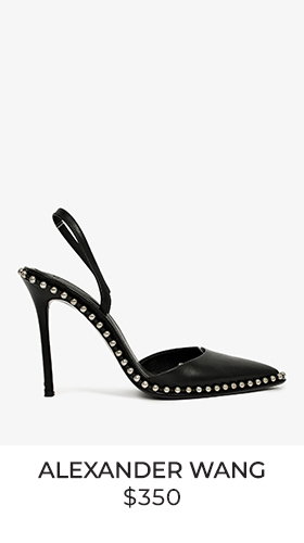 Alexander Wang Black Leather Studded Slingback Heels Size 36.5