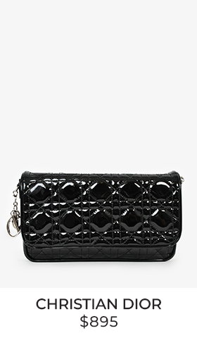 Christian Dior 2019 Black Patent Cannage Lady Dior With Chain