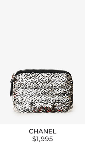 Pre-Loved Chanel™ Black Sequin Double Zip Clutch