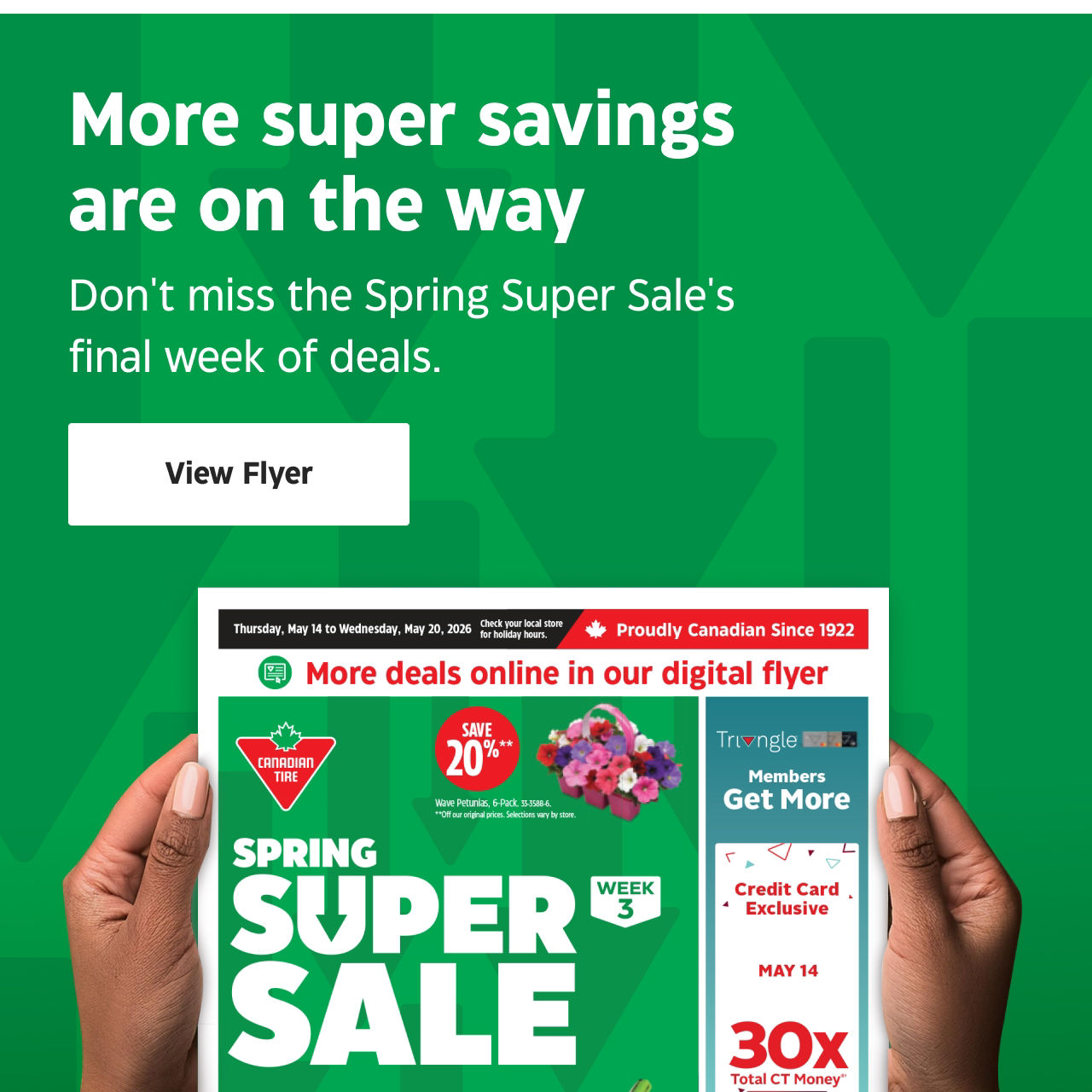 More super savings are on the way. Don't miss the Spring Super Sale's final week of deals. View Flyer.