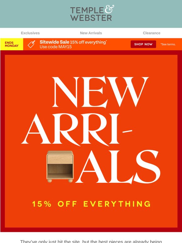 New, fresh, and 15% off (for now)