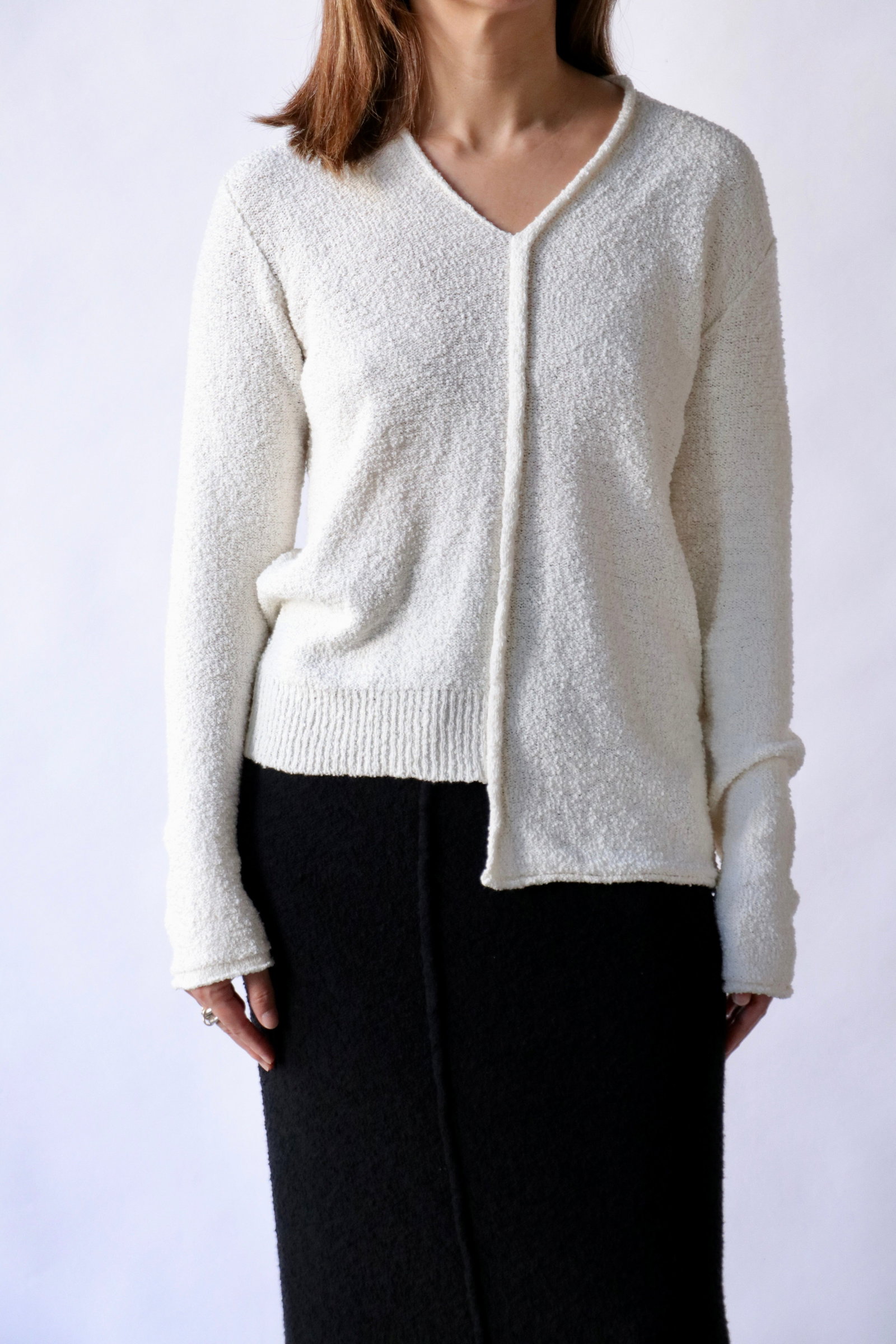 Lauren Manoogian Boulce V-Neck Top in White