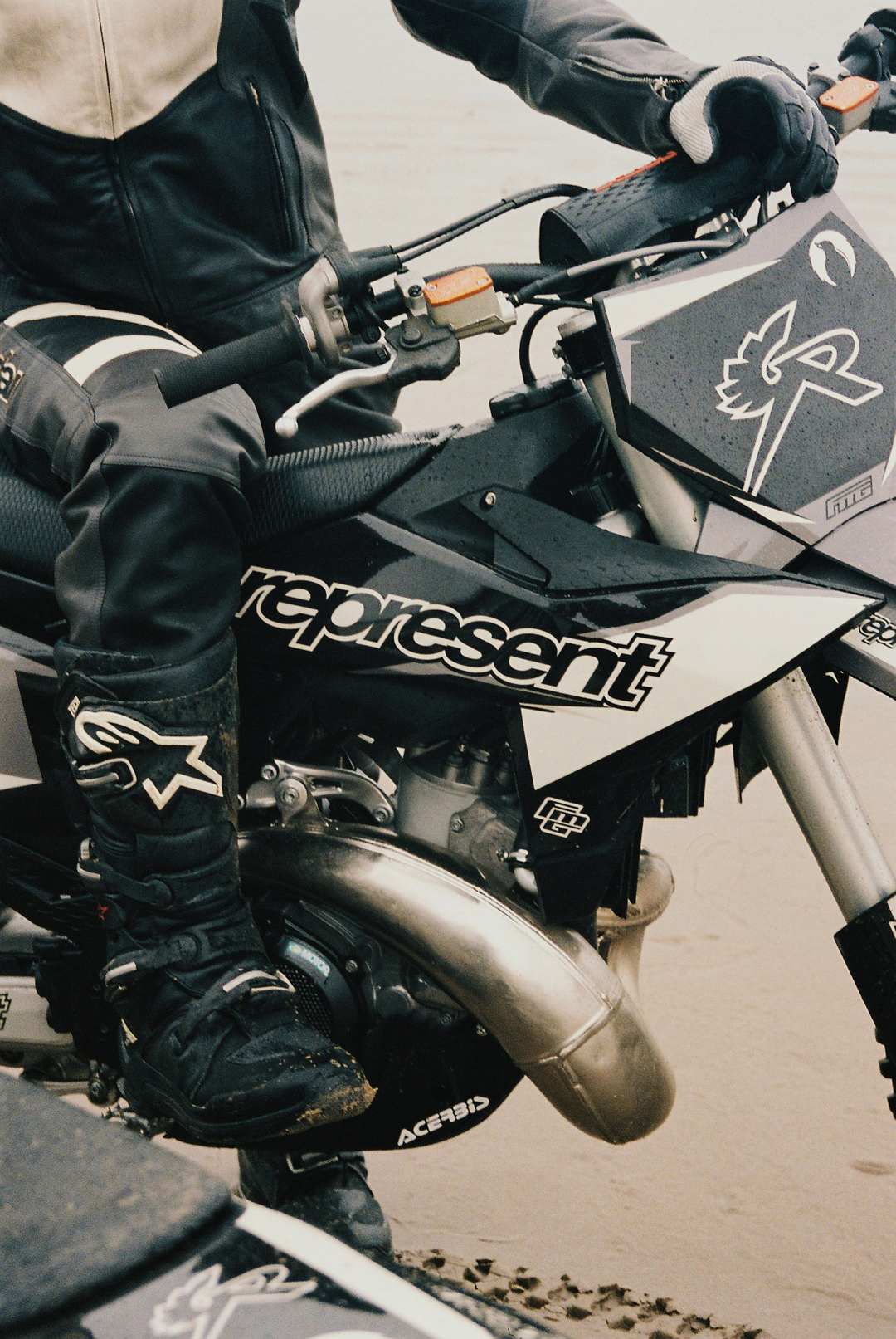 Represent x Belstaff branded motorcross bike
