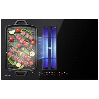 Ciarra ONE Plaque à Induction avec Hotte Intégrée Ultra 830 mm avec Système Plasma⁺ Intégré et Boost et Flexzone CBBEH834BBF-OW