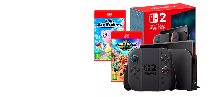 Nintendo Switch 2 + Mario Kart World por 30€ más + Kirby Air Riders por 20€ más