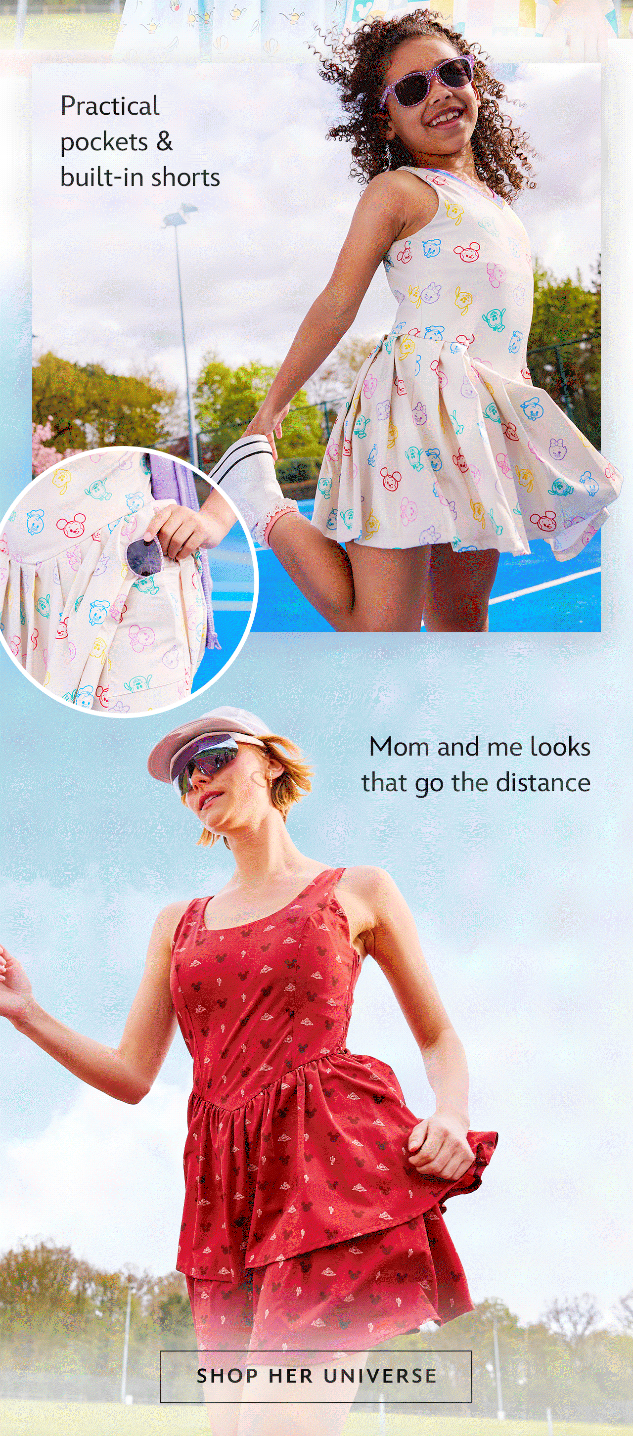 Practical pockets & built-in shorts. Mom and me looks that go the distance. | Shop Her Universe