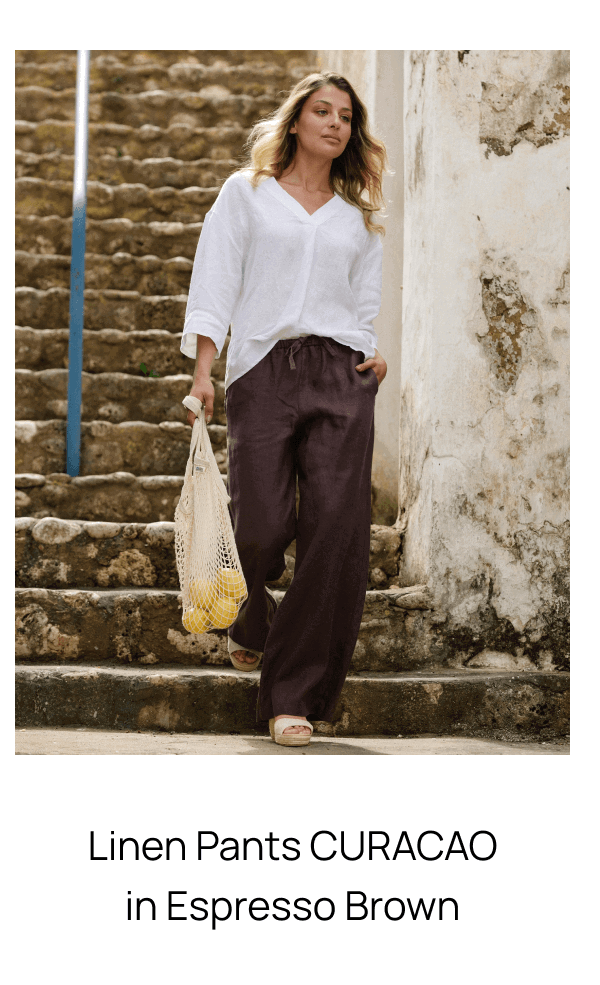 Linen Pants CURACAO in Espresso brown 