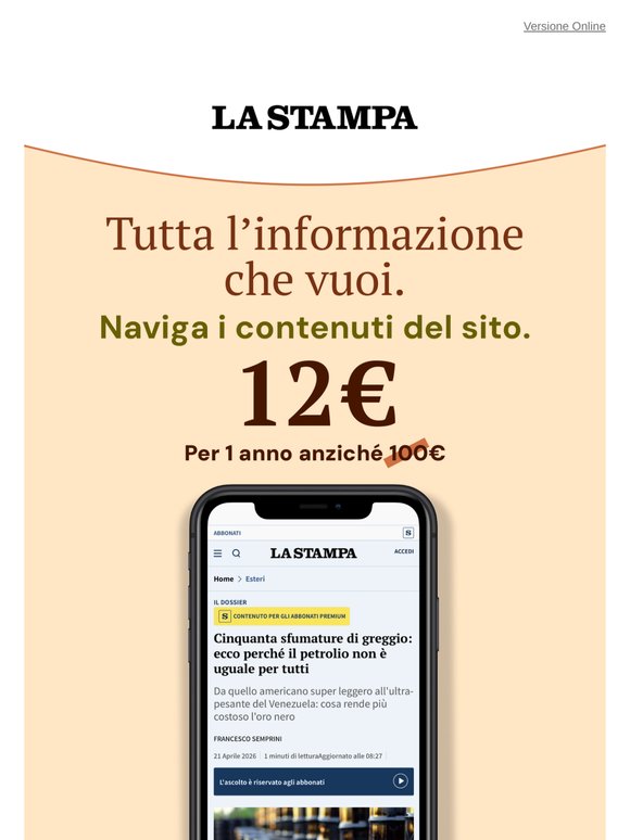 Il meglio dell'informazione in un abbonamento