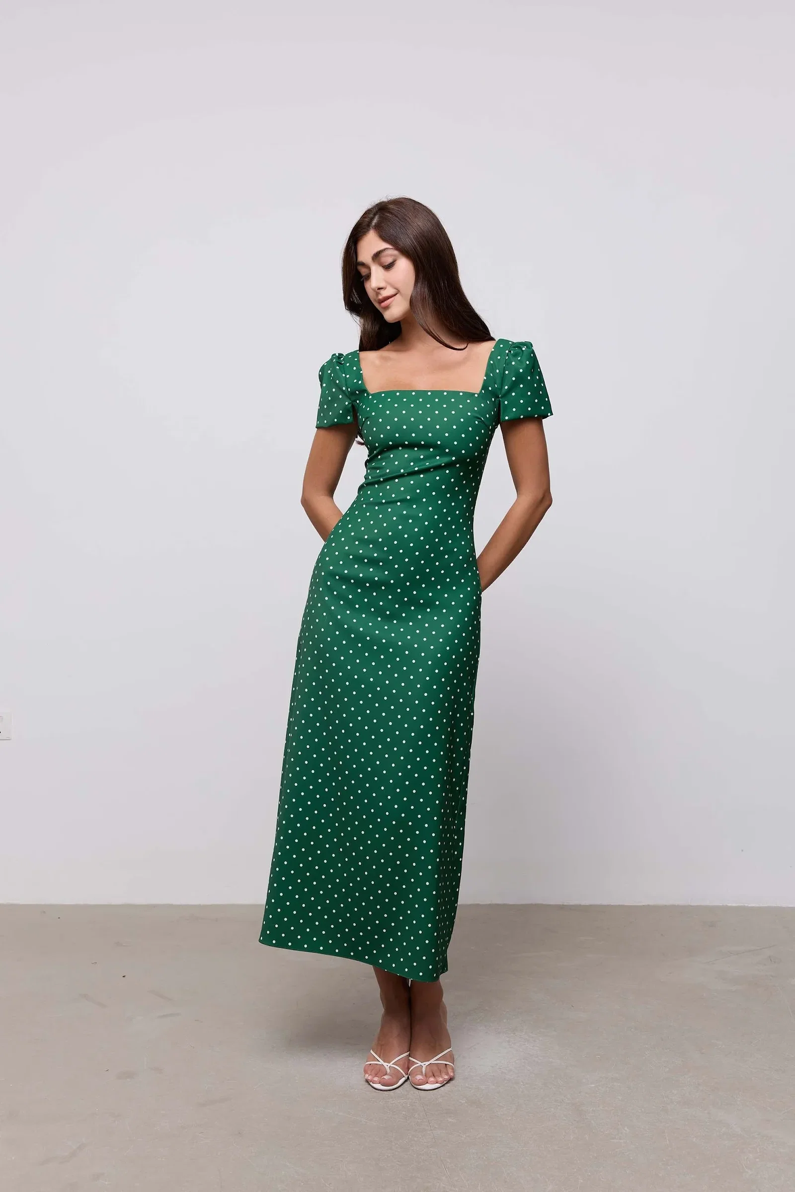 Image of Square Neck Slip Midi Dress