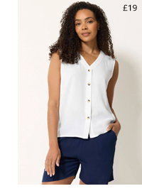 M&Co White Button Front Vest Top