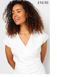 M&Co White Short Sleeve Wrap Top
