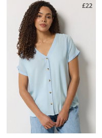 M&Co Blue Button Front Blouse