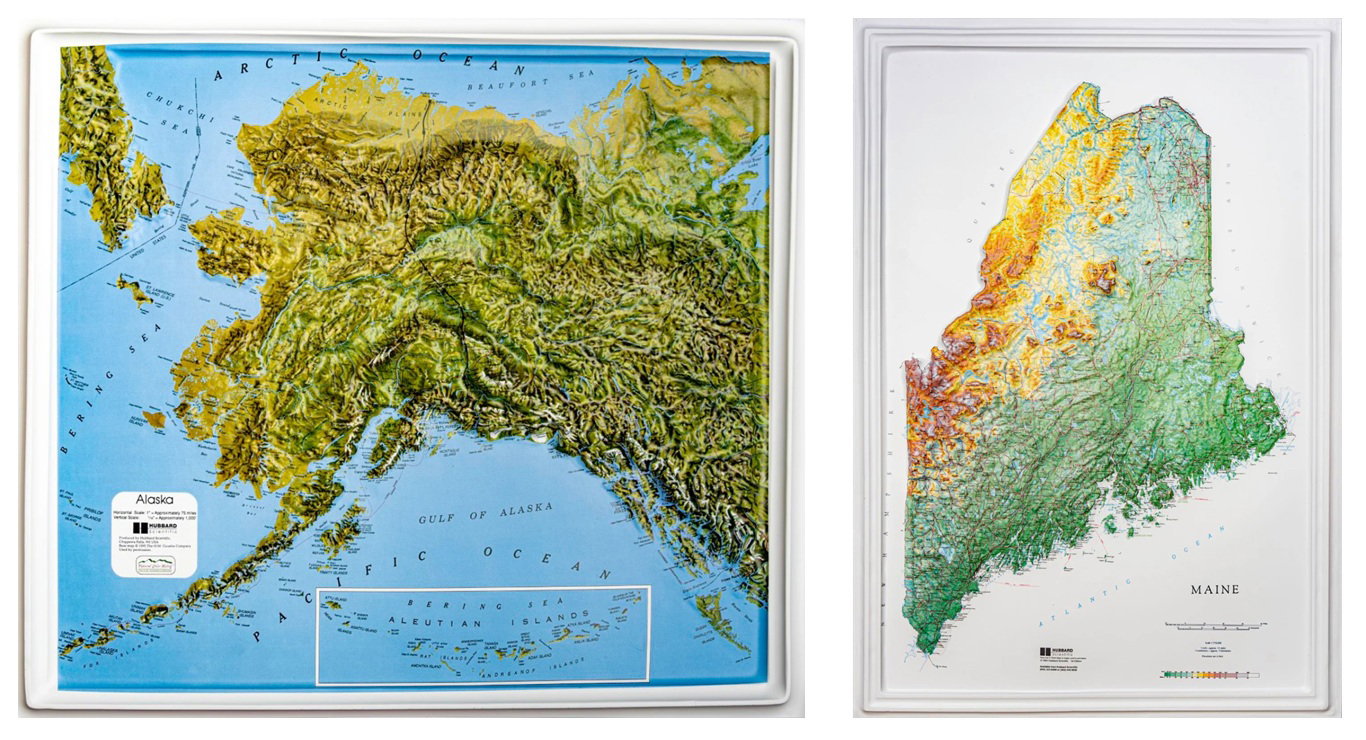 Raised Relief - Alaska and Maine