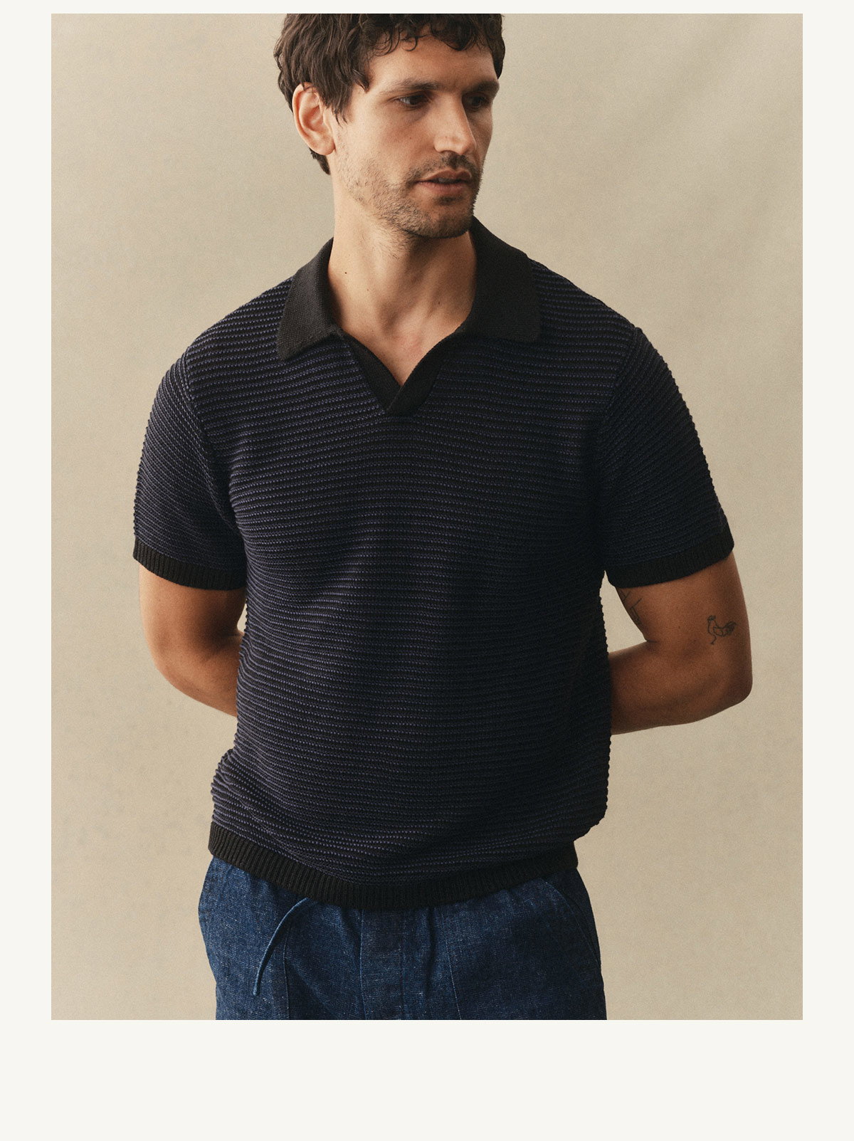 The Valencia Sweater Polo in Coal Stripe
