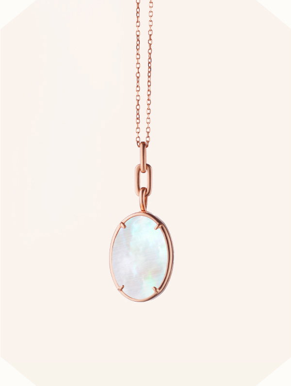 "Elle" Stone Slim 18K Rose Gold Locket Necklace