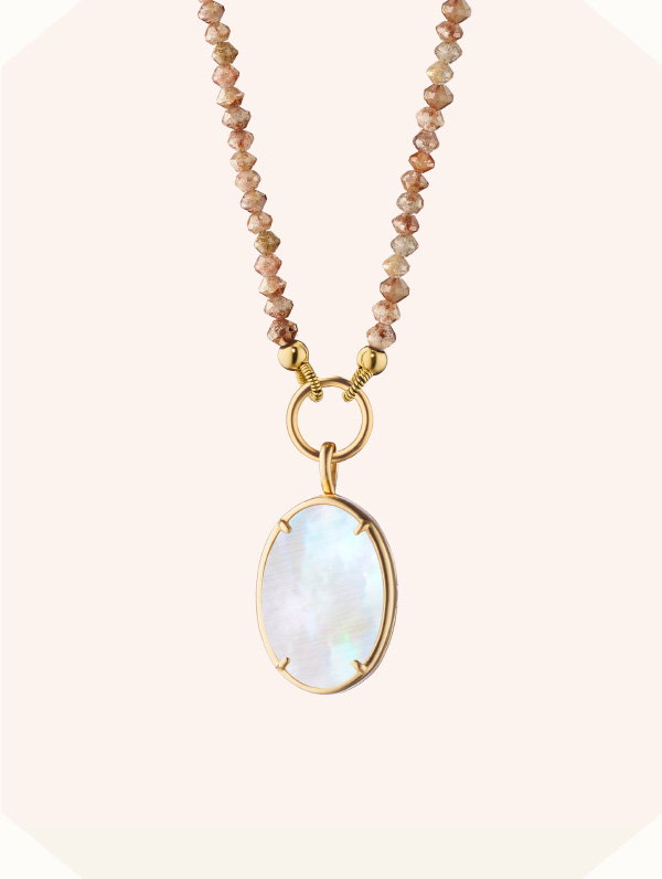 Mother of Pearl “Elle” Locket with Audalusite Strand