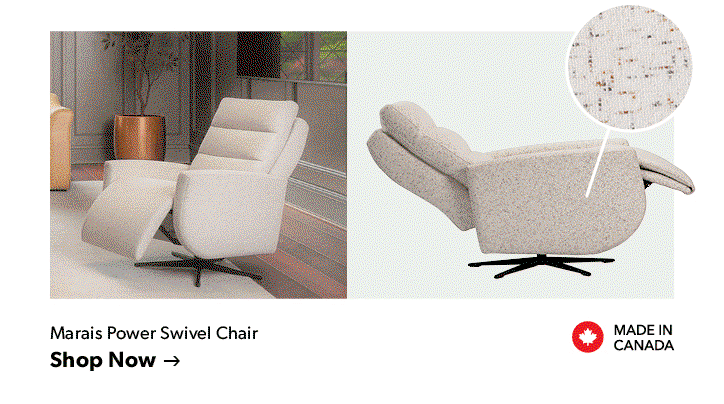 Made in Canada. Click to shop the Marais Power Swivel Chair
