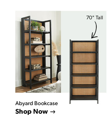 70 inches tall. Click to shop the Abyard Bookcase