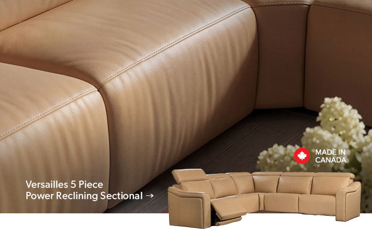 Made in Canda. Click to shop the Versailles 5 Piece Power Reclining Sectional