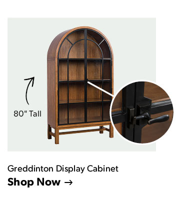 80 inches tall. Click to shop the Greddinton Display Cabinet
