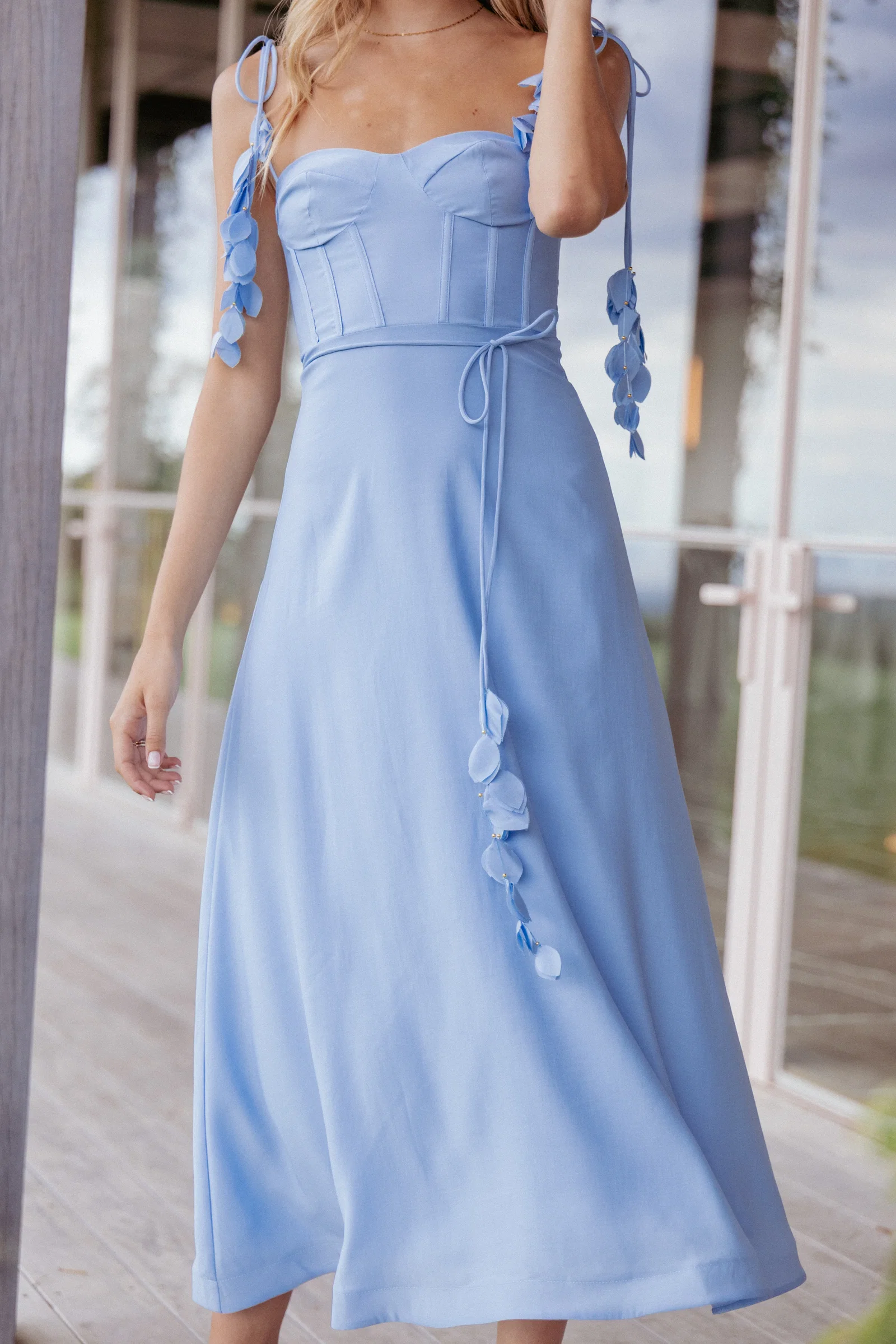 Image of Della Midi Dress - Pale Blue