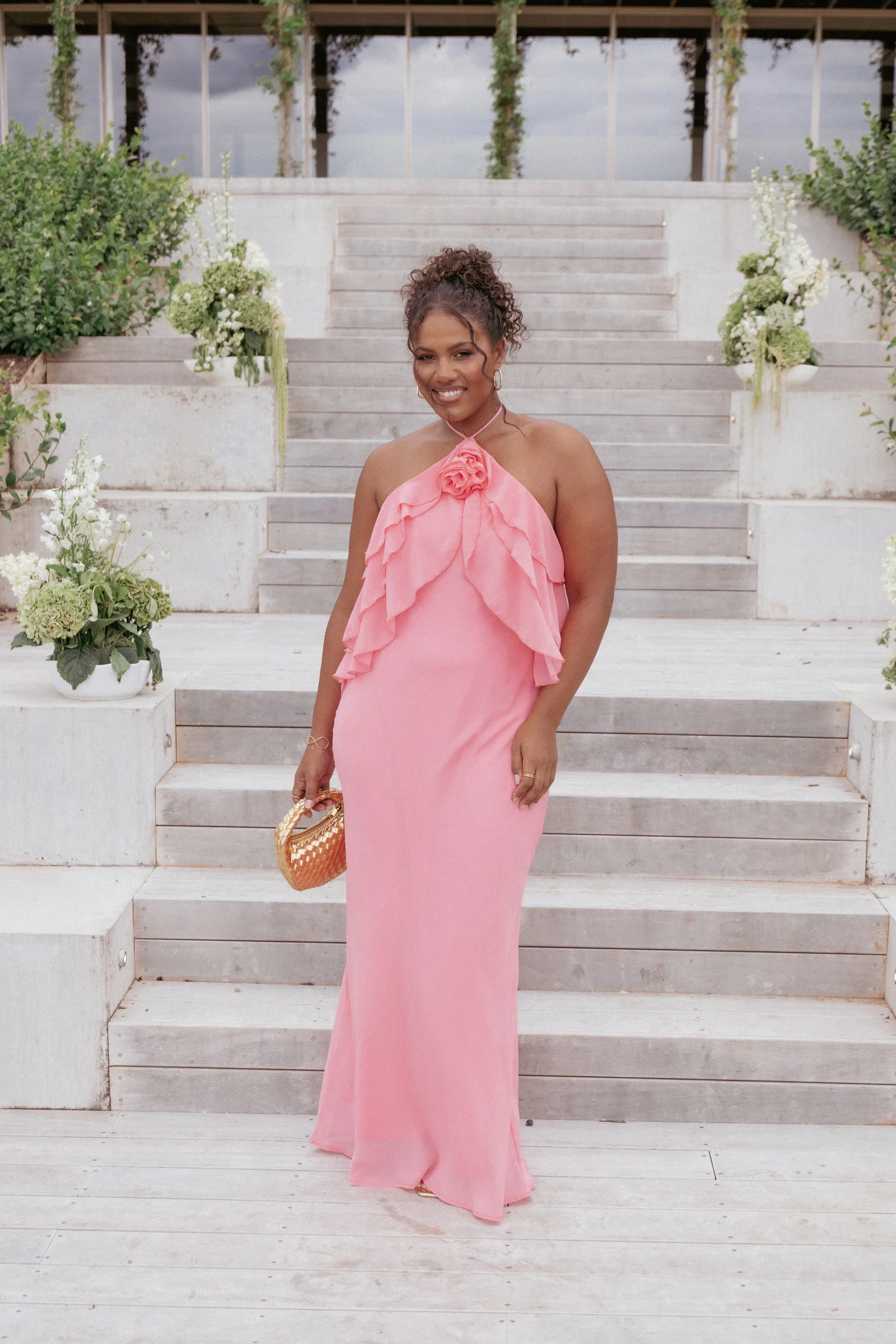 Image of Zorina Halterneck Maxi Dress - Coral