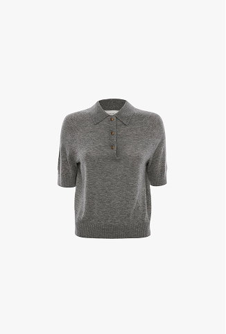 Polo Top In Grey Marl