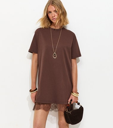 Dark Brown Lace Trim Vest