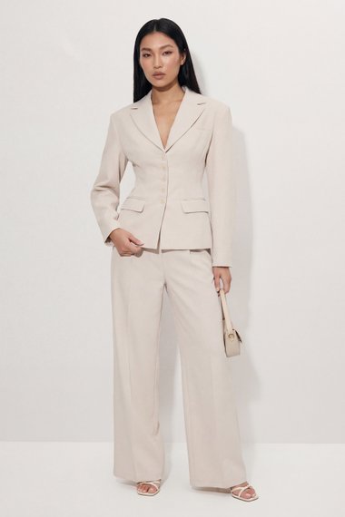 Premium Pleat Front Wide Leg Trousers Co-Ord