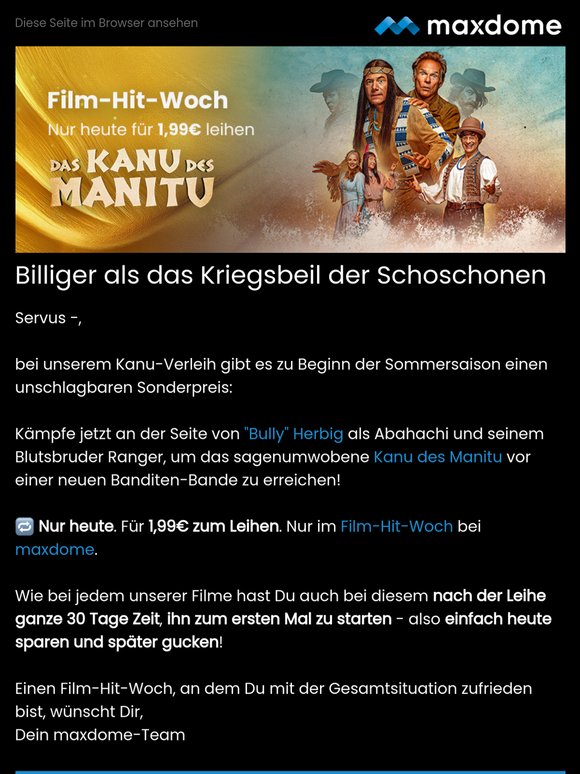 NUR HEUTE für 1,99€ leihen: Das Kanu des Manitu!