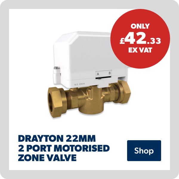 Drayton 22mm 2 port motorised zone valve only £42.33 Ex. VAT