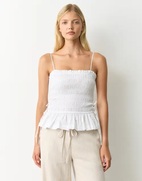 Cotton Tie Side Shirred Cami
